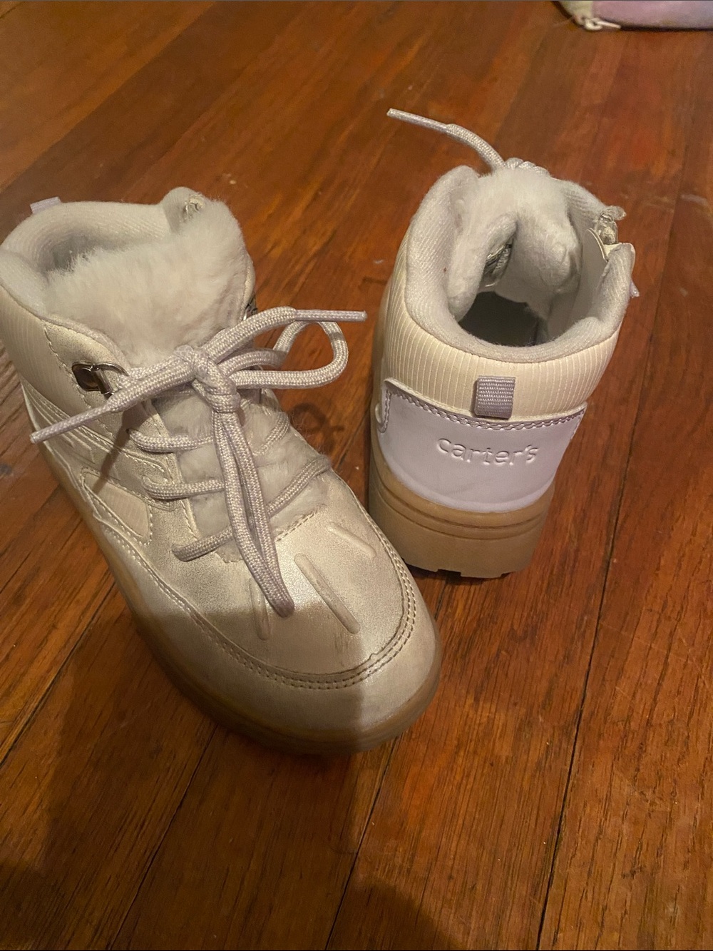 Carter's Cream/White Faux-Fur Lined Kids Winter Boots